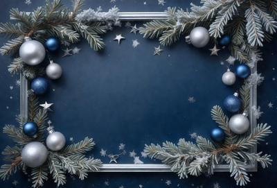 The primary subject of the image is a blue frame with a star pattern. The setting is a dark blue background, and the visual style appears to be a combination of a photo and digital art. The colors and mood of the image are predominantly dark and moody, with the blue frame and star pattern creating a sense of depth and intrigue.